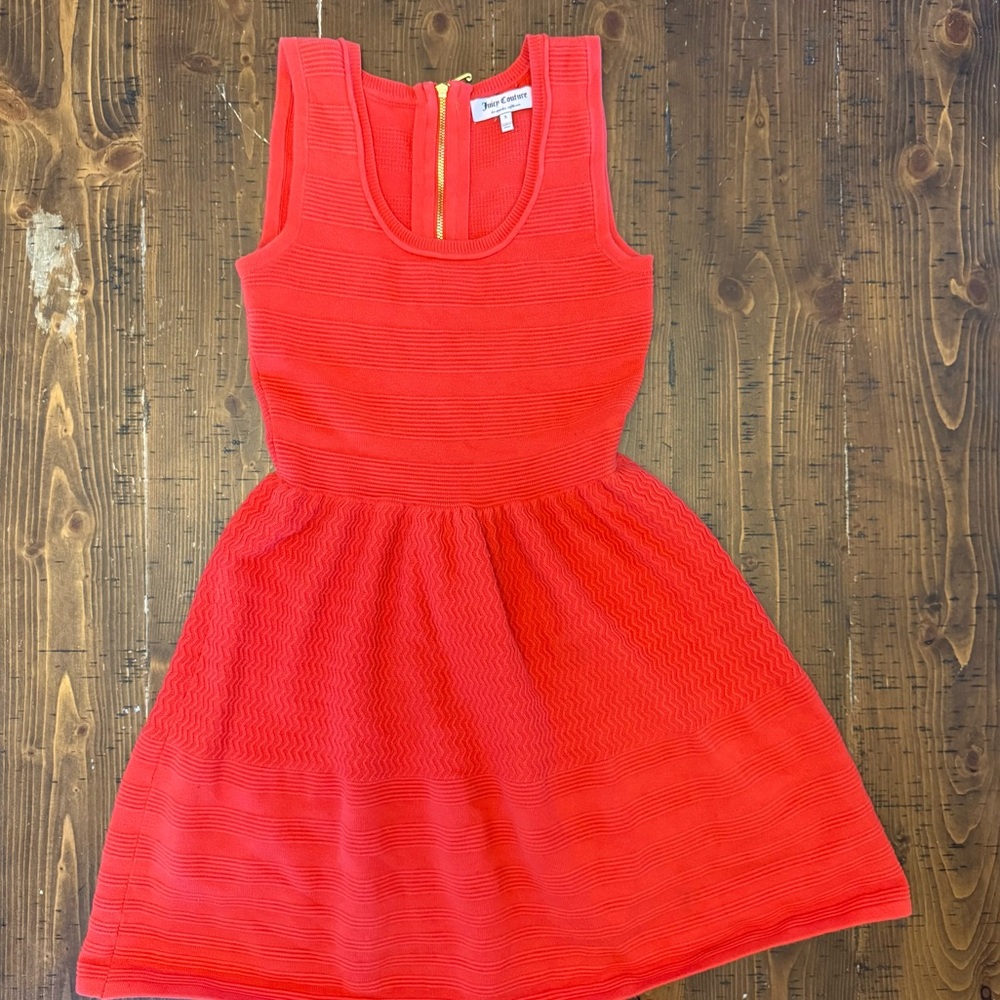 Juicy Couture Red Sleeveless Dress Stretchy Textured Midi Sz Small GUC